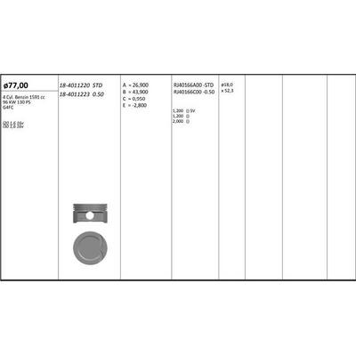 Motor Piston+Segmani ( Riken )  77 00+Stdmm Cap I30-I20 G4Fc 1.6  G4Fc 4 Sil. Benzinli 1591 Cc-96 Kw 130 Ps 10-> KINGPISTON 18-4011220