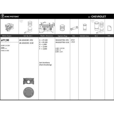 Piston Aveo Std (77 90 Mm) Aveo 1 4 16V KINGPISTON 18-1010190
