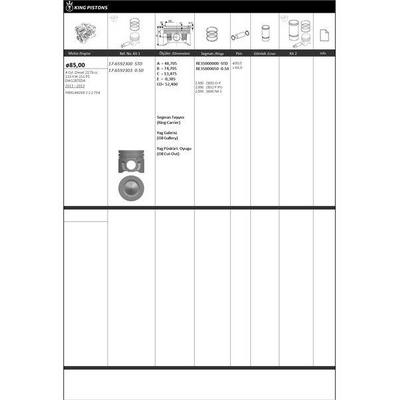 Piston + Segman 85+0.50Mm Farkli (2.2 Td4 110 Kw 211 Ps) Freelander 2 KINGPISTON 17-6592303