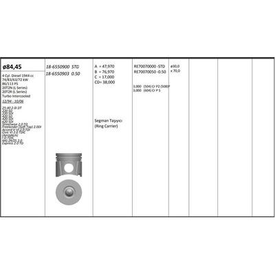 Piston + Segman 84.50Mm Std 20 T2N Freelander I (L314) 2.0 Di 96>06 KINGPISTON 18-6550900