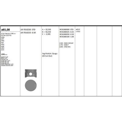 Piston+Segman (81 01Mm Std) Golf Iv Bora A3 A4 A6 Leon Toledo Ii Octavia Passat 1 8 125Ps Adr Agn Apt Arg Avv 95>06 KINGPISTON 18-7010230