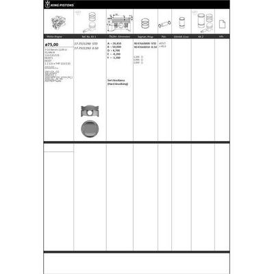 Piston + Segman 75+0.50Mm Farkli Eb2Dts-Eb2Dt-1.2 12V E Thp 110/130Motor 3 Sil.Benzinli.1199 Cc-81/96Kw-110/130/131 208 I (Ca_.Cc)*308 Ii/Sw Ii*2008 (Cu_)*3008 Mpv (Ou_)/Suv (M_)*5008 (0U_.0E_)/Ii*Partner Tepee KINGPISTON 17-7511293