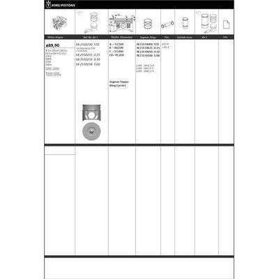 Piston + Segman 89.9Mm +1.00Mm ( Riken Segmanli ) Transit 2 4 Di*Transit 2 4 Tde D2Fa-D2Fb-D2Fe-D4Fa Engine KINGPISTON 18-2550238