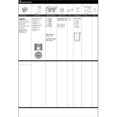 Motor Piston+Segman Master 2.5 Dci-Movano 2.5Cdti (G9U) 115Hp Euro3 (89.00Mm) / (Std) / (-0.40Mm Kisa) Riken Segmanli KINGPISTON 18-3050290-40