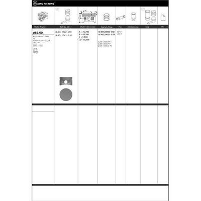 Piston + Segman 69Mm -Std ( Riken Segmanli ) Clio Ii*Clio Iii*Modus*Twingo Biyel Kolu Iki Geçme-D4F 740 Engine KINGPISTON 18-8011040