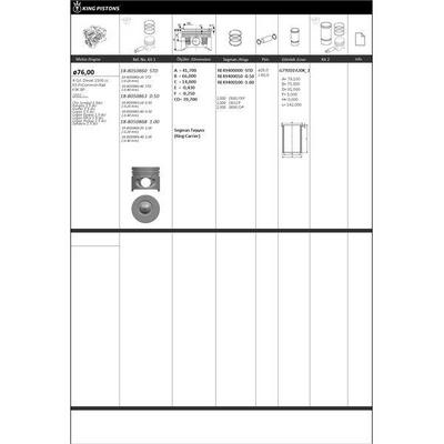 Motor Piston+Segman Clio Kangoo (Pim Capi 26Mm) (1.5 Dci K9K Bp) [(76.00Mm Std) (-0.40Mm Kisa)] ( Riken Segmanli ) KINGPISTON 18-8050860-40