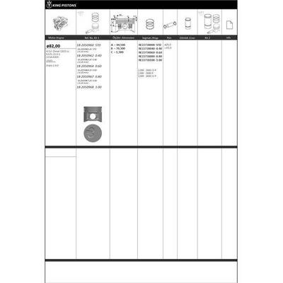 Piston + Segman 82Mm +0.60Mm (O.20Mm Kisa) ( Riken Segmanli ) Doblo 1.9 D 223A.6000 Engine KINGPISTON 18-2050964-20