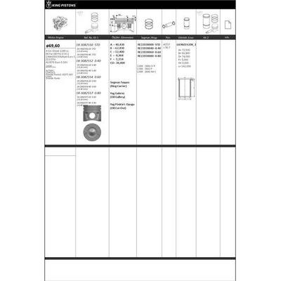 Motor Piston+Segmani (Riken) Astra J Corsa D Grande Punto1.3Cdti 16V Linea Grande Punto 199A3000 Multijet - Z13 Dth-A13Dte 16V 4 Sil. Dizel 1248 Cc-66 Kw 90Ps (Euro 5) [(69 60Mm) (+0.60Mm) (-0 20Mm Kisa)] KINGPISTON 18-3082554-20