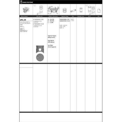 Motor Piston Segman 050 Starex Tci 2001-> Kia K2500 Tci 2004-> (2-4 Sirali Piston) D4Bh Motor 91 60 Mm KINGPISTON 17-4050023