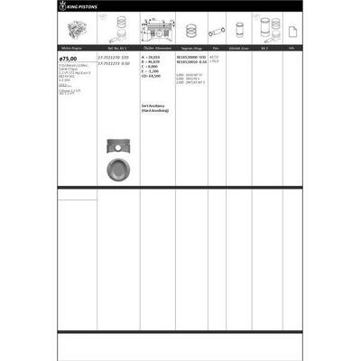 Piston + Segman 75Mm -Std ( Riken Segmanli ) C-Elysee 1.2 Vti*301 1.2 Vti 1.2 Vti (72 Hp) Euro 5-Eb2 M 301-1.2 16V Engine KINGPISTON 17-7511270