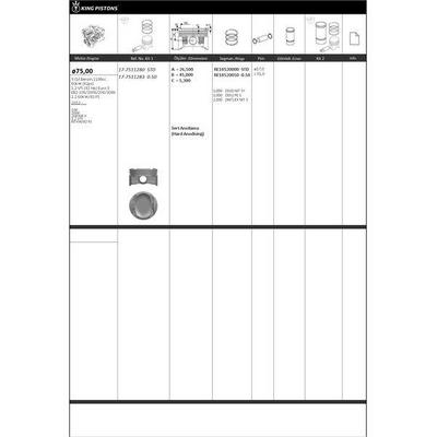 Piston + Segman 75Mm -Std ( Riken Segmanli ) 108×2008×208308 Ii*1.2 Vti*60 Kw/82 Ps 1.2 Vti (82 Hp) Euro 5-Eb2 108/2008/208/308Ii-1.2 Engine KINGPISTON 17-7511280
