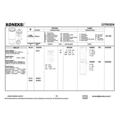 Piston Segman Takim Partner Scudo Berlingo Expert Jumpy Dw8 / Dw8B (82 20Mm) / (Std) KONEKS 203250