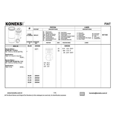 Piston+Segman 80 5Mm (0 4Mmfarkli) Tipo - Uno 70 - Palio / 1.4 Ie (M605Pb 13 C014) KONEKS 209361