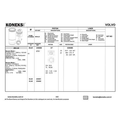 Motor Segmani 83Mm Std Safrane - Laguna 2.0 Cc 16V (N7Q) KONEKS 639490