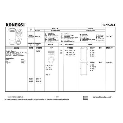 Piston Segman  82 7Mm Std Clio-R19-Laguna 1.8 Cc (F3P 678) KONEKS 216010