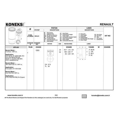 Piston Segman  76Mm Std R12 1.4 Cc (C2J-C3J) KONEKS 232450