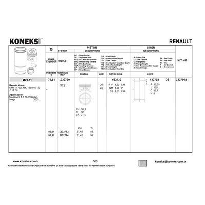 Piston Segman  79 51Mm Std Megane 1.6 Cc 16V (K4M 760) KONEKS 232790