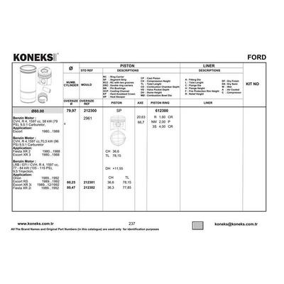 Motor Segmani 79 97Mm Std Escort - 1.6 Cvh / 79 Ps 95>01 KONEKS 612300