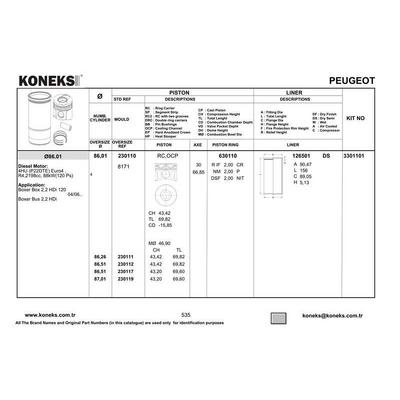 Motor Piston Segman (86 00Mm)  (Std) Boxer Iii Jumper Iii 22Dt Puma Transit V347 Mondeo Duratorq 2 2 Tdci 120Ps / 130Ps / 150Ps Mondeo 06 /> KONEKS 230110