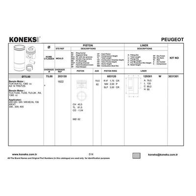 Motor Segmani P106 Saxo P207 P206 Biper Nemo C2 C3 Xsara Tu3A Tu3Aes Tu3Jp (1 4 8V) (75 00Mm) (Std) Oclu: (1 5×1 5×2 5) KONEKS 603120