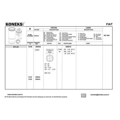 Motor Piston Segman Egea 1.4 16V 15> (72 00Mm Std) KONEKS 208830