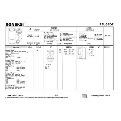 Motor Piston Segman Expert Jumpy Scudo P306 Xsara P406 Xantia P405 P806 Evesion Xud9T 1 9Td 83 00Mm (Std) KONEKS 229740