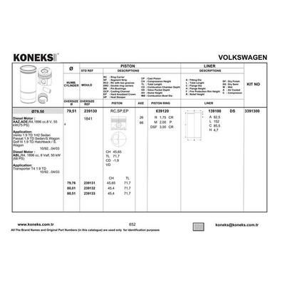 Piston+Segman (79 51Mm Std) Golf Iii T4 Ibiza Ii Toledo I Passat A80 Cordoba 1 9Td Abl Aaz Ade 91>03 KONEKS 239130