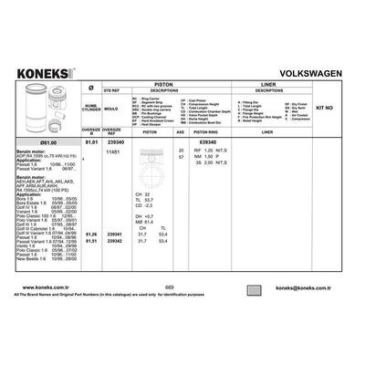 Piston+Segman (81 01Mm Std) A3 A4 Cordoba Ibiza Toledo Octavia Golf Iii Iv Beetle Passat Vento Akl Aft Adp Aeh Aek Afv Ahl Aks Apf Arm Aur Awh KONEKS 239340