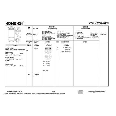 Piston+Segman (79 51Mm Std) Golf Vi Caddy Iii Jetta Iii / Vi Passat Polo Beetle A1 A3 Altea Ibiza V Leon Toledo Iv (Fabia / Polo 1 2Tdi 3 Silindir) Octavi Rapid Roomster Superb Yeti Caya Cayb Cayc Cayd Caye Cfwa Clna 1 2 / 1 6Tdi 09>16 KONEKS 239690