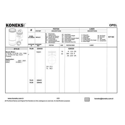 Piston+Segman 79Mm Std  Astra-Vectra-Meriva-Zafira 1 6I 16V Y16Xe 00--> KONEKS 226430