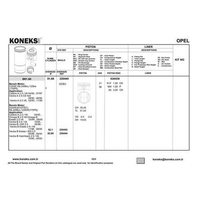 Piston+Segman 81 6Mm Std Vectra-Omega-Calibra 2 5 V6 93-> KONEKS 226440