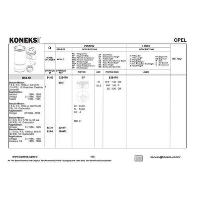 Piston+Segman 84 8Mm 0 5(Mm Farkli) Vectra-Omega 1 8 86--> 4 Cyl 21Pim KONEKS 226471