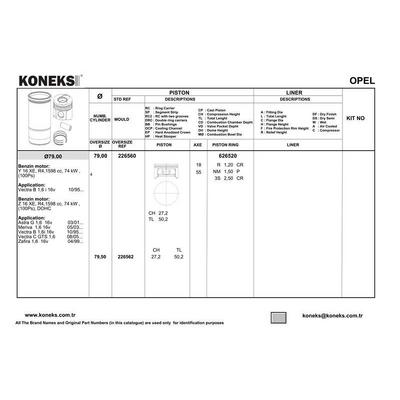 Motor Segmani 79Mm Std  Astra-Vectra-Meriva-Zafira 1 6I 16V Y16Xe 00--> KONEKS 626520