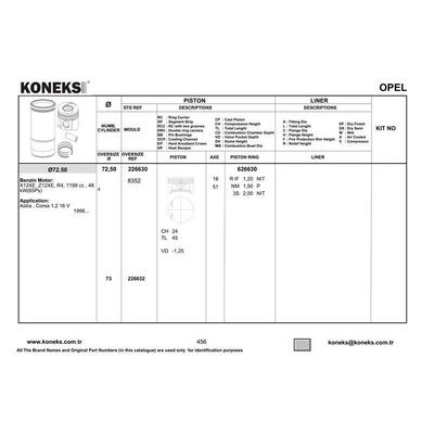 Motor Segmani 72 5Mm Std Astra-Corsa-Agila 1 2 KONEKS 626630