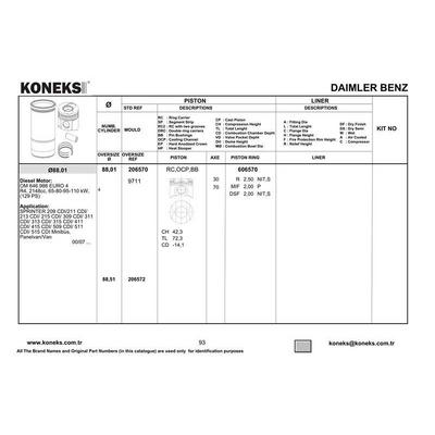 Piston + Segman Std. (Om646.986  88.00Mm  Euro 4) Mercedes Sprinter 906 06>09 KONEKS 206570