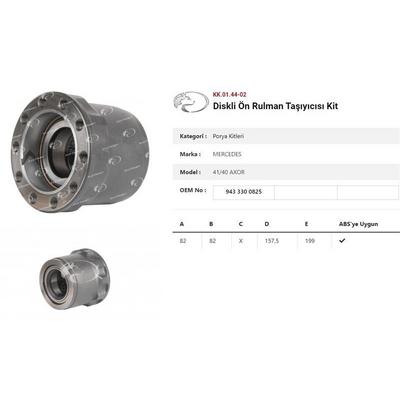 Dingil Poryasi Diskli Ön Rulman Tasiyicisi Kit Mercedes Axor Actros 1840 4140 KURTSAN KK.01.44-02