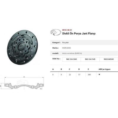 Dingil Poryasi Tekerlek Flansi Mercedes  Arocs Ve Actros (Euro 6) KURTSAN KP.01.58-01