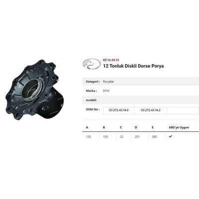 Dingil Poryasi  Bpw Römork 9 Ton Jumbo Eco Plus Çakma KURTSAN KP.16.01.04