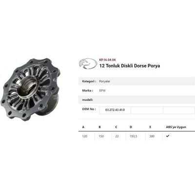 Dingil Poryasi  Bpw Römork Shbf 9010-15 Eco Plus 3 Serisi KURTSAN KP.16.04.04