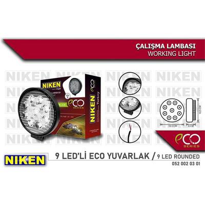 Calisma Lambasi 9 Ledli Yuvarlak Eco Seri 27-22W 12V 24V NIKEN 052 002 03 01