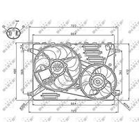 Fan Komple 12 V 350 W Discovery Sport L550 15> Freelander 2 L359 11>14 Range Rover Evoque L538 11>19 NRF 47755