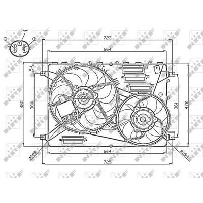 Fan Komple 12 V 350 W Discovery Sport L550 15> Freelander 2 L359 11>14 Range Rover Evoque L538 11>19 NRF 47755