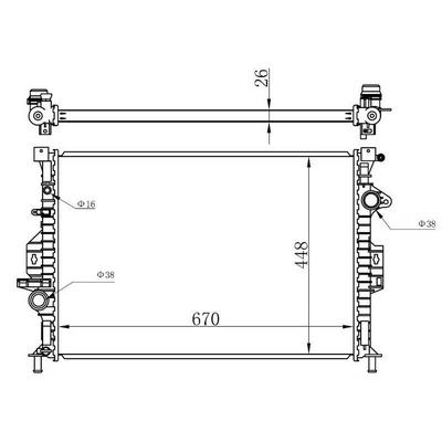 Motor Su Radyatoru Focus Iii 11>17 C Max 2 0Tdci 10>15 Mondeo Iv 07>14 S Max Galaxy 07>15 2 0Tdci / 2 2Tdci Volvo S60 Ii V60 10> V70 Iii 07>Xc70 Xc60 13>  Land Rover Discovery Sport Freelander Ii 2.0 2.2 Mekani̇k / Otomati̇k  Olcu: (670×448×26)  ORIS BFR10