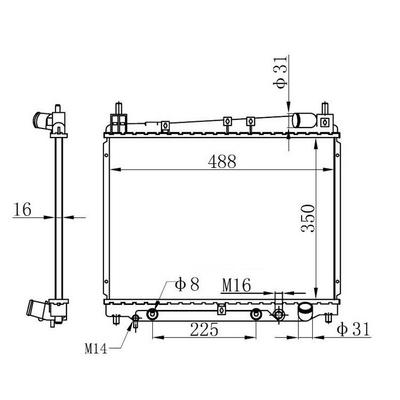 Motor Radyatoru (350×488×16) Yaris 1 3I/1 5I 99-> Otomatik ORIS BTO128016