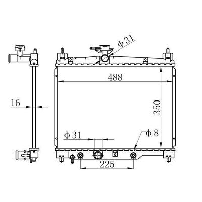Motor Radyatoru (350×488×16) Yaris 1 0I 99-> Otomatik ORIS BTO126016