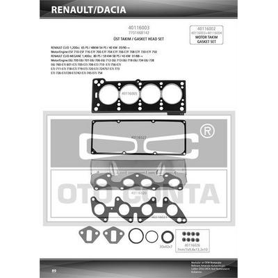 Ust Takim Contasi R19 Clio 1 4 Enjeksiyon Skt Keceli OC 40116003