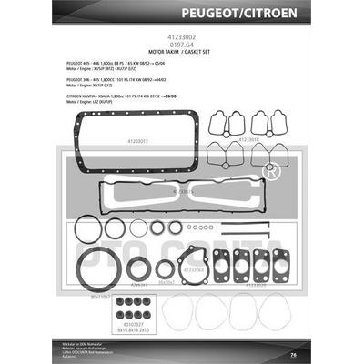 Motor Takim Conta (Alt / Ust Full) Keceli Subap Lastikli Xsara P306 P406 Xantia Zx P405 P806 Zx Evasion (1 8 8V) Xu7Jp P405 Zx Xu5Jp (83 00Mm) / (S Conta Haric) OC 41233002