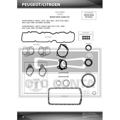 Motor Takim Contasi (Alt / Ust Full) S K C Haric Viton Keceli Subap Lastikli Partner Berlingo P306 Expert Jumpy (00 08) Dw8 (1 9 Duz) OC 42173002