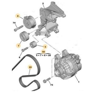 Alternator V Kayişi Kiti Partner Berlingo Expert Berlingo Expert Xsara Dw8 Dw8B 00>09 Klimasiz PSA 1613845780