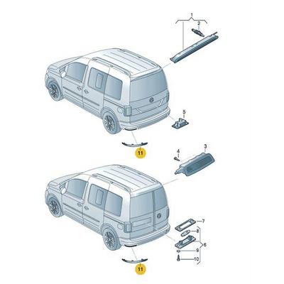 Arka Tampon Reflektoru Sag Caddy 16> PLASTECH P12276